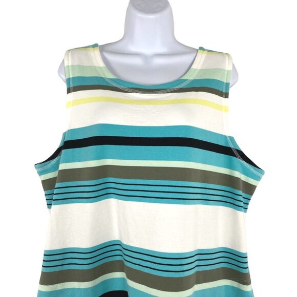 T By Talbots Dress Sleeveless Striped Cotton Blend NWT‎ Women's XLP Flawed - Picture 3 of 12